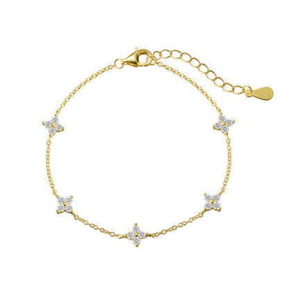 “Starlit Bloom” S925 Sterling Silver Necklace & Bracelet Set