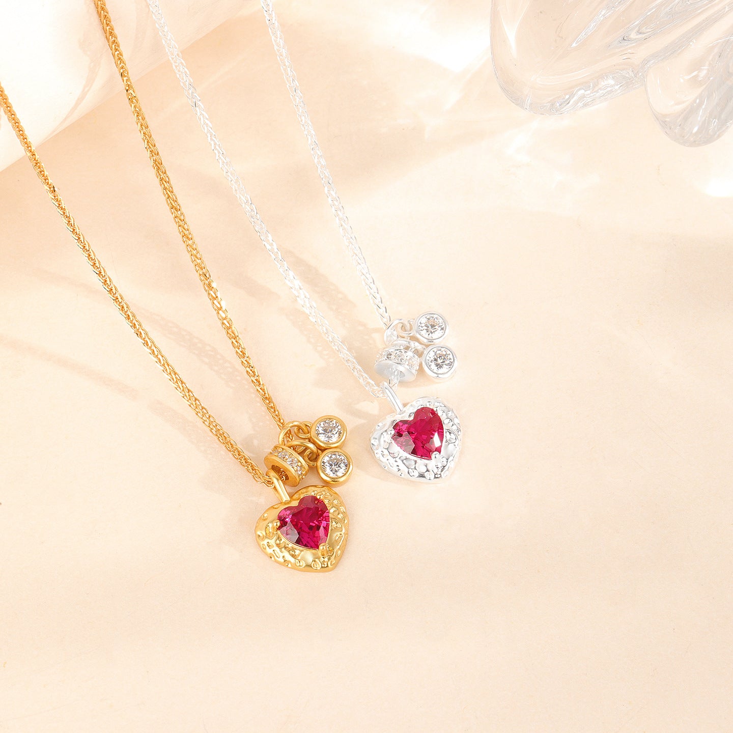 “Rouge Héritage” S925 Sterling Silver Vintage Red Heart Necklace