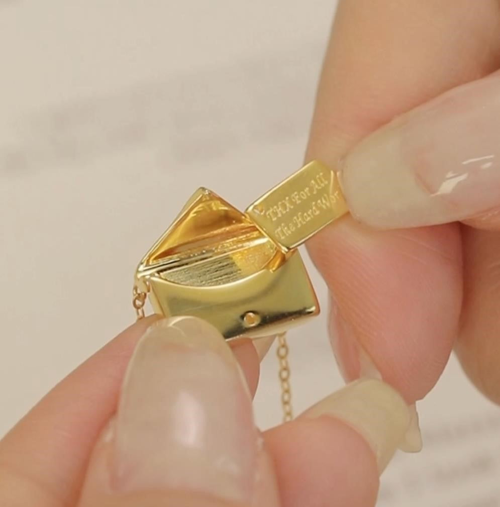 “Love Letter” 925 Sterling Silver Envelope Necklace