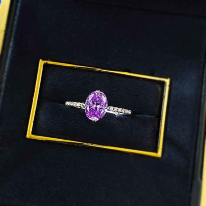 “Lavender Poise” 925 Sterling Silver Oval Lavender Solitaire Ring