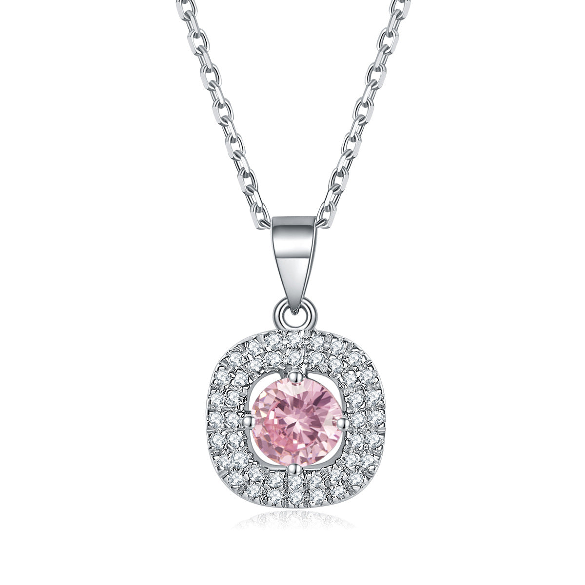 “Pink Halo Symphony” 925 Sterling Silver Pink Zircon Jewelry Set
