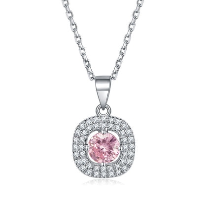 “Pink Halo Symphony” 925 Sterling Silver Pink Zircon Jewelry Set