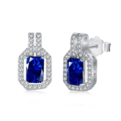 “Sugar Halo” S925 Sterling Silver Hollow Rectangular Stud Earrings
