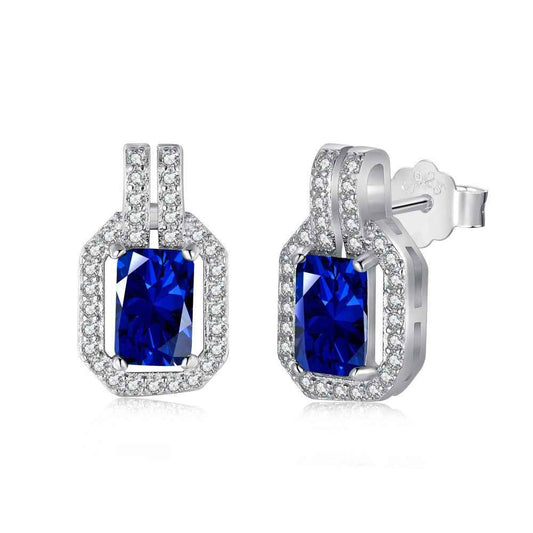 “Sugar Halo” S925 Sterling Silver Hollow Rectangular Stud Earrings