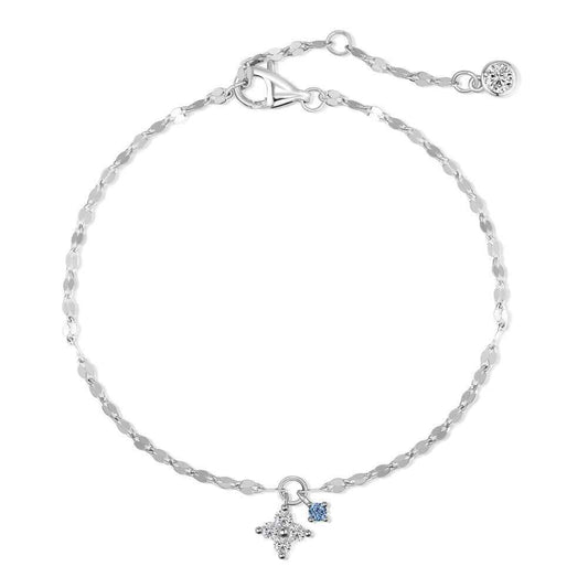 “Lucky Glint” S925 Sterling Silver Clover Charm Bracelet
