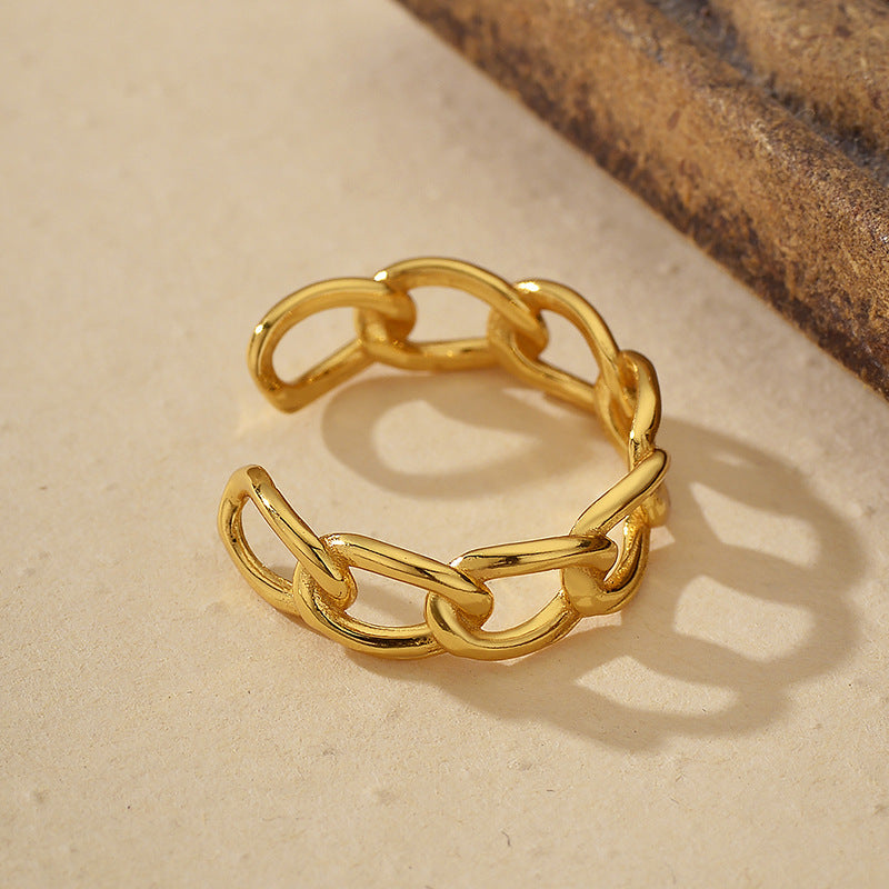 “Linked Flow” 925 Sterling Silver Interlocking Open Ring