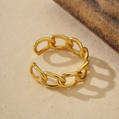 “Linked Flow” 925 Sterling Silver Interlocking Open Ring