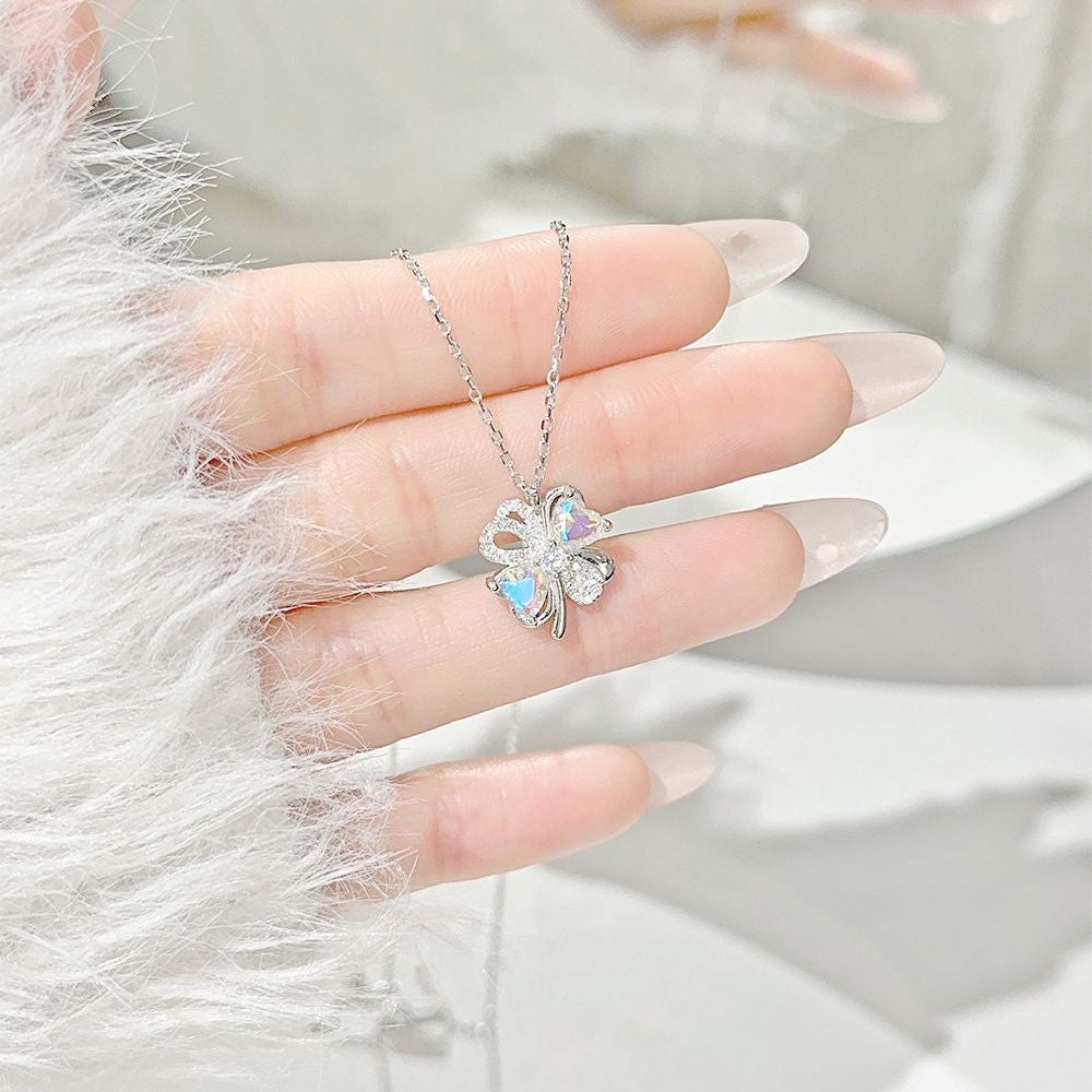 “Dream Clover” S925 Sterling Silver Opal Four-Leaf Clover Necklace