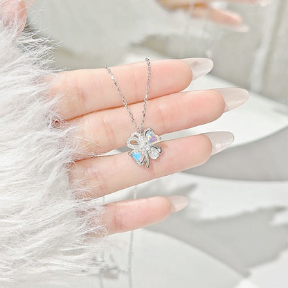 “Dream Clover” S925 Sterling Silver Opal Four-Leaf Clover Necklace