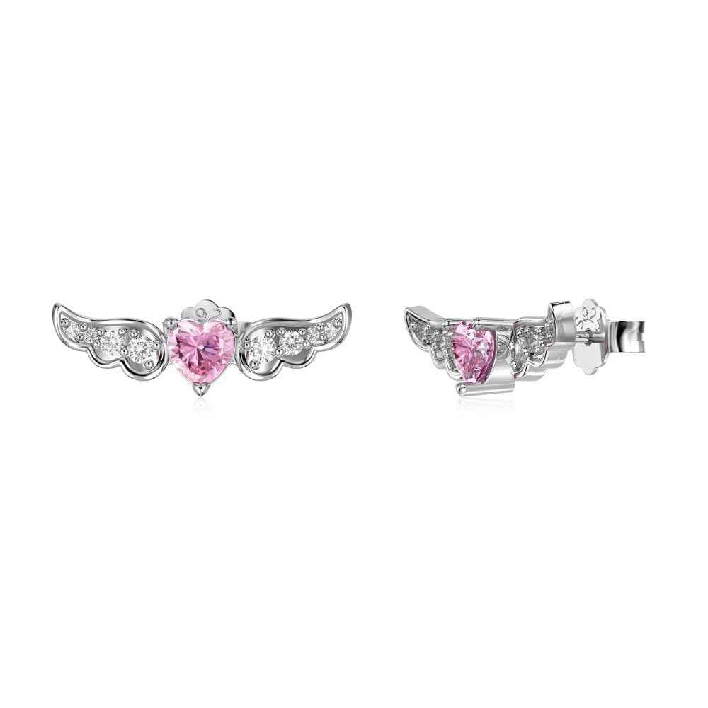 "Angel Blush Heart" 925 Sterling Silver Winged Jewelry Set