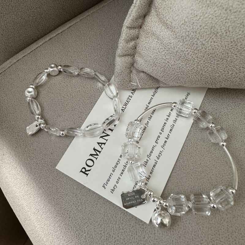 "Crystal Whisper" 925 Sterling Silver White Crystal Bracelet