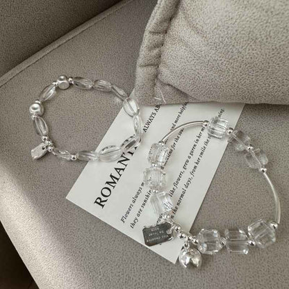 "Crystal Whisper" 925 Sterling Silver White Crystal Bracelet