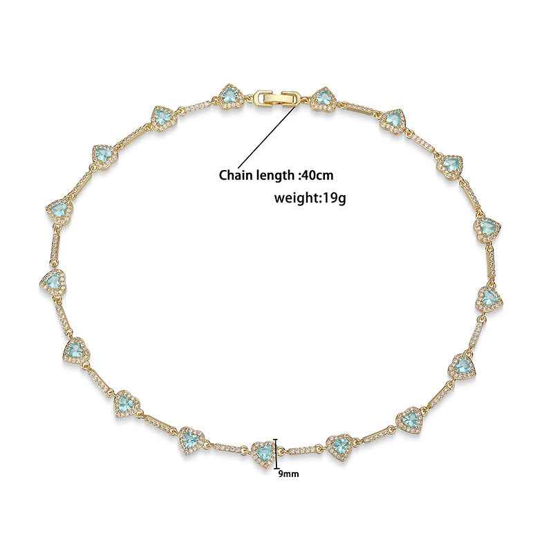 “Heartline” Gold-Tone Brass Colorful Zircon Heart Jewelry Set