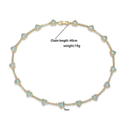 “Heartline” Gold-Tone Brass Colorful Zircon Heart Jewelry Set