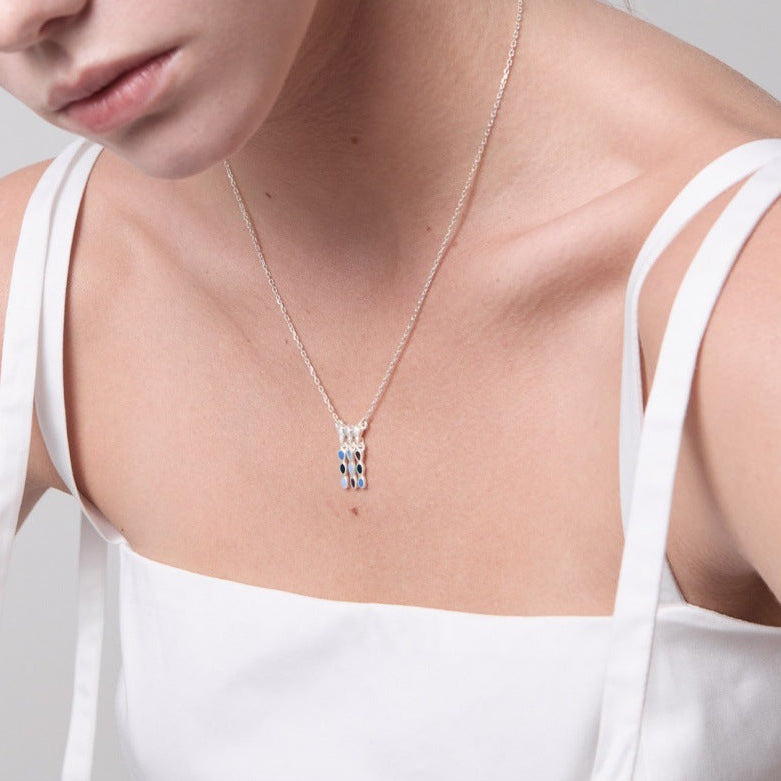 Prism Tassel 18K Gold-Plated Brass Enamel Necklace