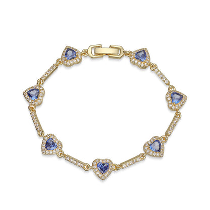 “Heartline” Gold-Tone Brass Colorful Zircon Heart Jewelry Set