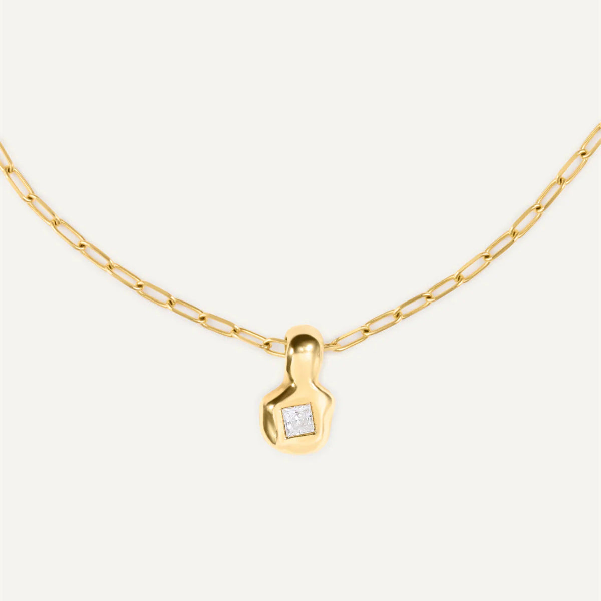 Geo Muse 18K Gold-Plated Brass Zircon Pendant Necklace