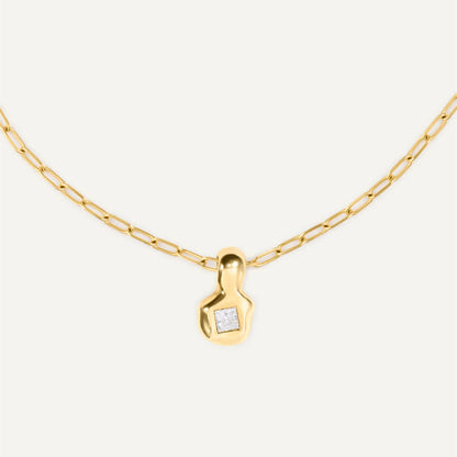 Geo Muse 18K Gold-Plated Brass Zircon Pendant Necklace