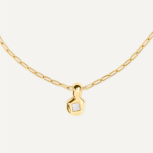 Geo Muse 18K Gold-Plated Brass Zircon Pendant Necklace