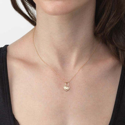 “Heartlock Grace” 925 Sterling Silver Micro Pavé Heart Lock Necklace