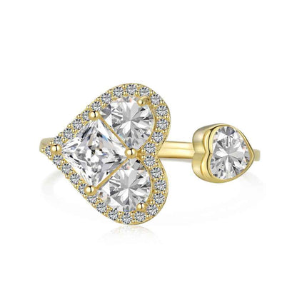 “Éclat Amour” S925 Sterling Silver Heart Pavé Ring