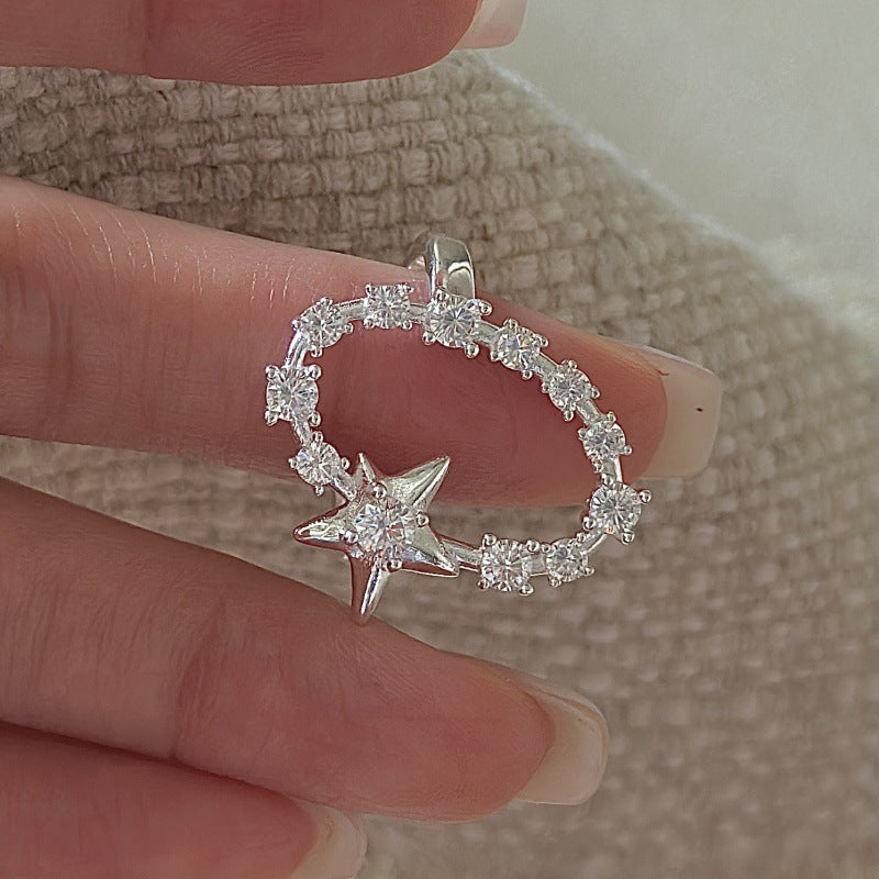 "Starlit Charm" Adjustable 925 Sterling Silver Ring
