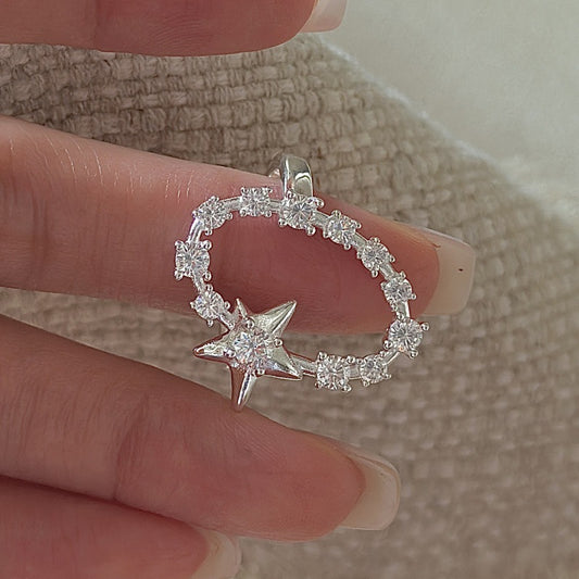 "Starlit Charm" Adjustable 925 Sterling Silver Ring