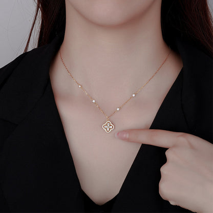 “Lucky Spin Clover” 925 Sterling Silver Rotating Clover Necklace