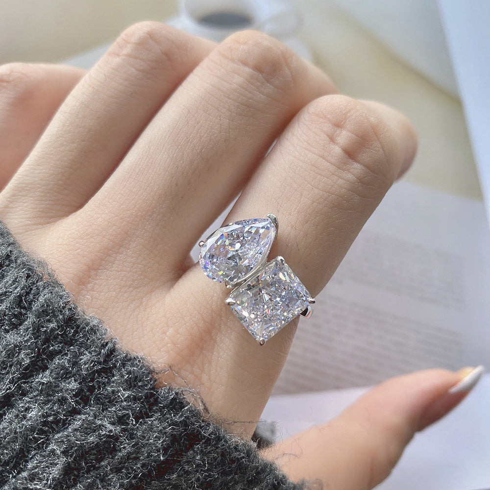 "Strahlendes Duo" 925 Sterling Silber Ring 