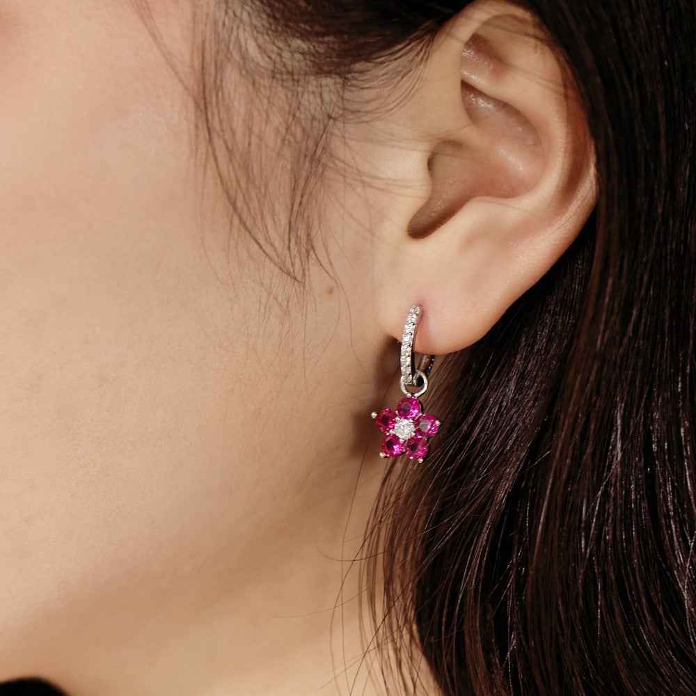 “Dopamine Bloom” S925 Sterling Silver Color Crystal Hoop Earrings