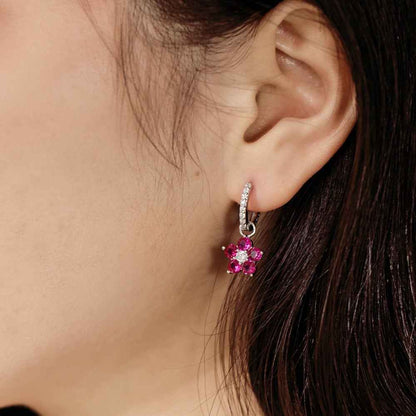 “Dopamine Bloom” S925 Sterling Silver Color Crystal Hoop Earrings