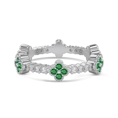 “Clover Éclat” S925 Sterling Silver Zircon Clover Ring