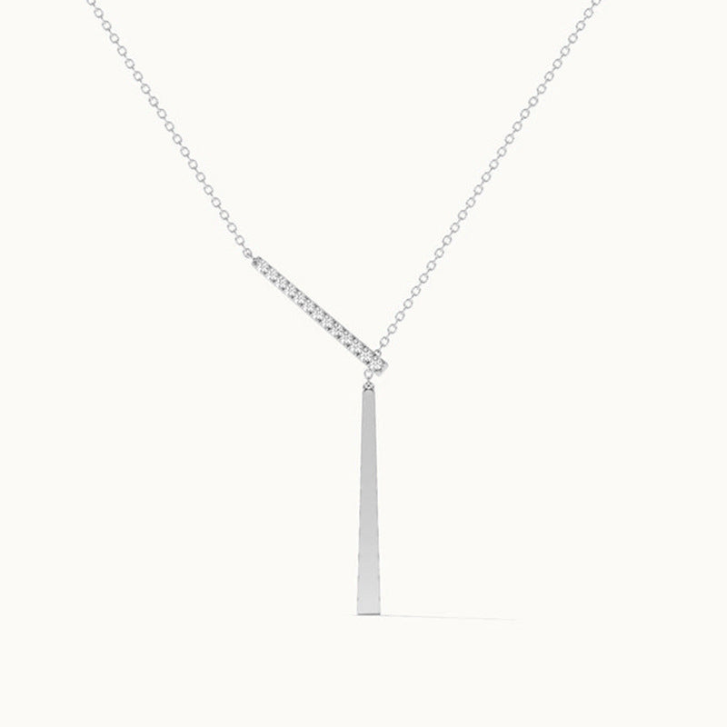 “Linear Éclat” S925 Sterling Silver Geometric Bar Pendant Necklace