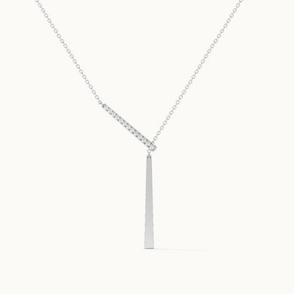 “Linear Éclat” S925 Sterling Silver Geometric Bar Pendant Necklace