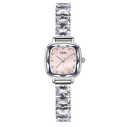Celeste Ice Silver-Tone Baguette CZ Shell Dial Quartz Watch