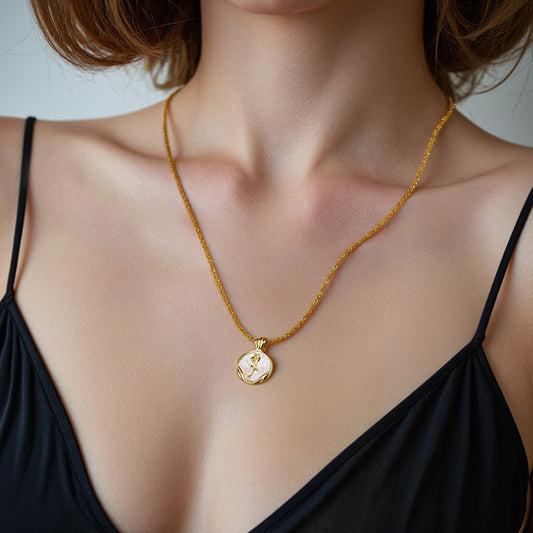 “Petal Relic” 925 Sterling Silver Enamel Rose Necklace