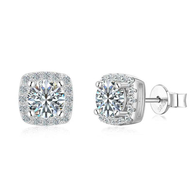 “Halo Radiance” 925 Sterling Silver Moissanite Stud Earrings