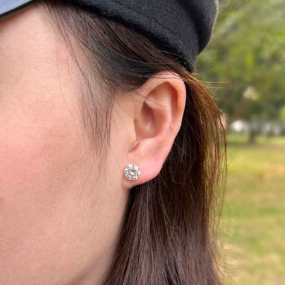 “Lumière Classic” S925 Sterling Silver 8mm Round Zircon Stud Earrings