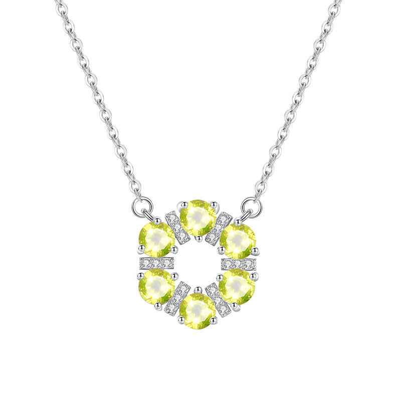 “Crystal Wreath” S925 Sterling Silver Crystal Halo Necklace
