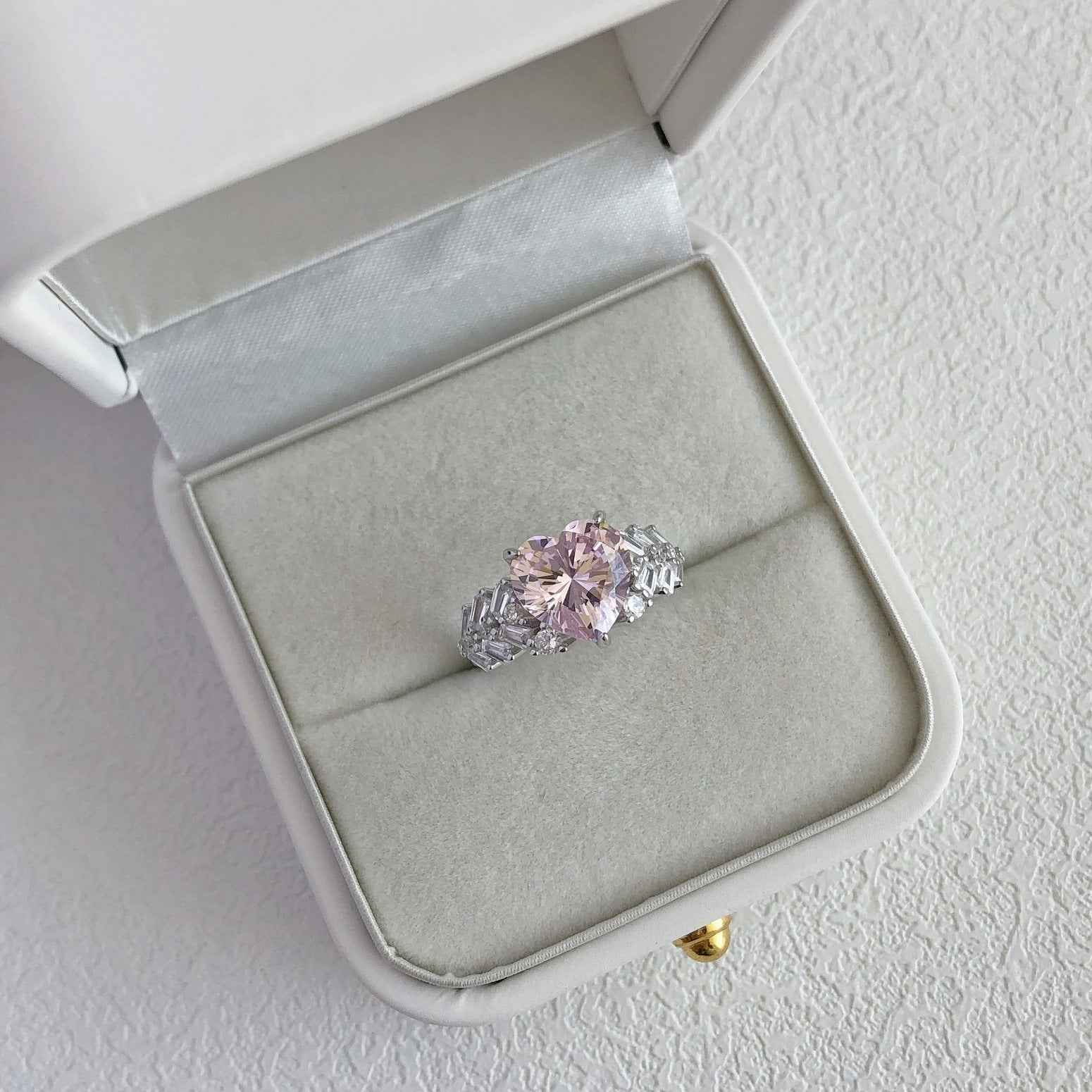 “Regal Heart” 925 Sterling Silver Pink Heart-Cut Gala Ring