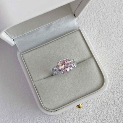 “Regal Heart” 925 Sterling Silver Pink Heart-Cut Gala Ring