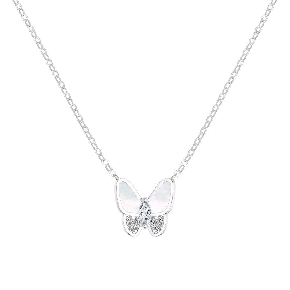“Lumière Papillon” S925 Sterling Silver Mother-of-Pearl Butterfly Jewelry Set (Necklace, Bracelet, Earrings & Ring)