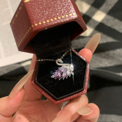 “Swan Éclat” S925 Sterling Silver Gradient Swan Necklace