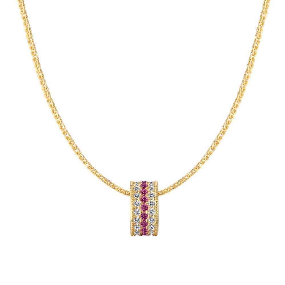 “Twilight Prism” 925 Sterling Silver Multi-Row Color Zircon Ring Pendant Necklace