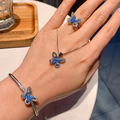 "Azure Butterfly" Gold-Plated Zircon Jewelry Set