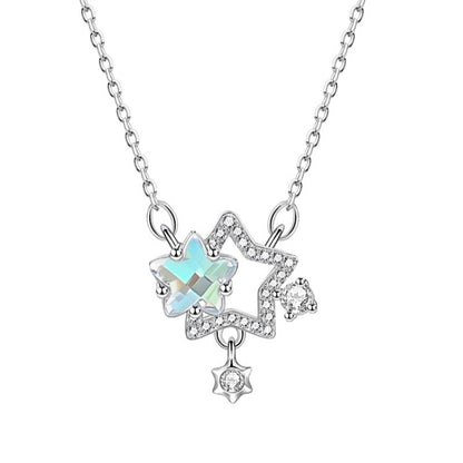 "Dreamy Constellation" 925 Sterling Silver Star & Moon Necklace – Celestial Elegance for Daily Wear