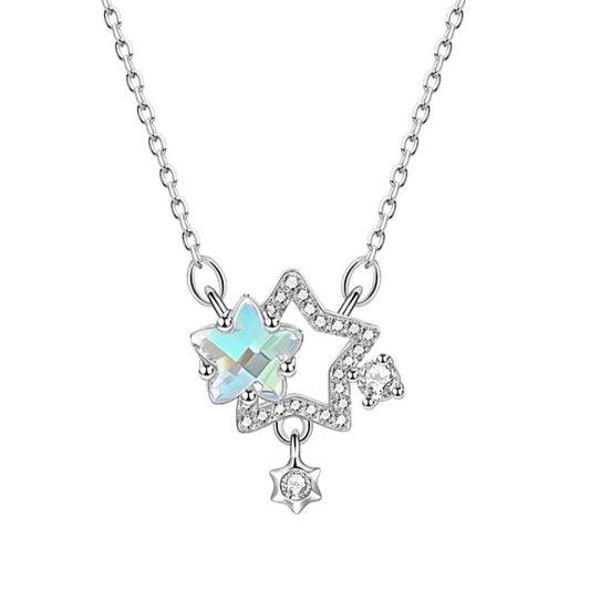 "Dreamy Constellation" 925 Sterling Silver Star & Moon Necklace – Celestial Elegance for Daily Wear
