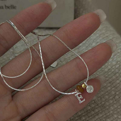 "Letter Charm" 925 Sterling Silver Necklace