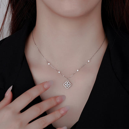 “Lucky Spin Clover” 925 Sterling Silver Rotating Clover Necklace