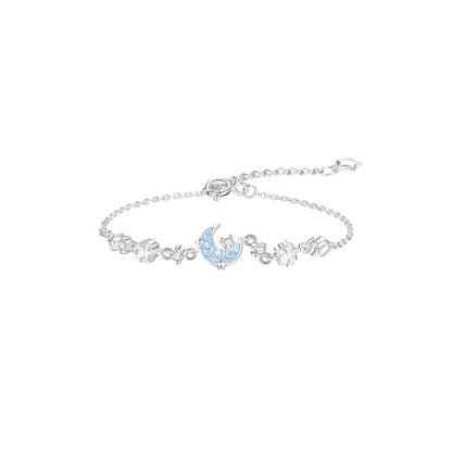 “Moonlit Aurora” S925 Sterling Silver Blue Moon Star Tassel Jewelry Set